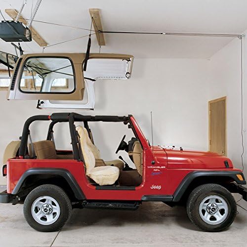 Hoister Direct 7803.Jeep - Окачен лифт за облекчаване на върха на Jeep, капачки, камиони, мотори, SUP, лодки, кану, каяк, сърф и много други. Монтируйте в гаража, магазина, навсякъде, с таван.
