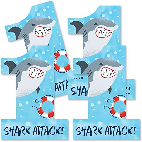 Голяма точка за щастието в 1-ия рожден ден на Shark Zone - Декорации във формата на една фигурки, Направени със собствените си ръце, Предмети от първа необходимост за парти в чест на рождения Ден на Jawsome Shark -