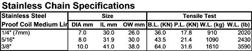 Верига от неръждаема стомана 316 3/8 (10 мм) със защитна намотка (при краката)