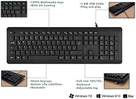 Клавиатурата на BoxWave, съвместима с AORUS AERO 16 OLED (2023) - Водоустойчив USB-клавиатура, Моющаяся Водоустойчив USB-клавиатура за AORUS AERO 16 OLED (2023) - черно jet black