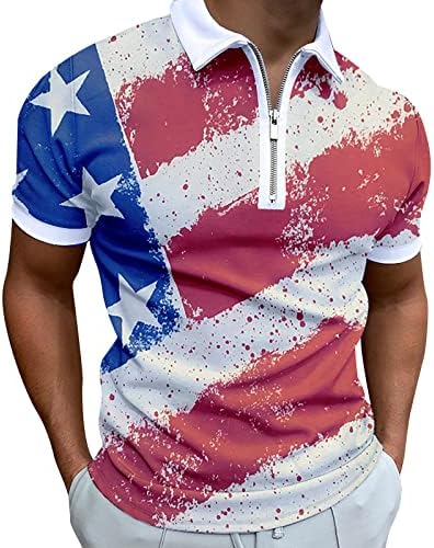 Мъжки Ризи Поло с Флага на сащ, на 4 юли, Патриотични Реколта Тениски, Летни Ежедневни Ризи С Къс Ръкав, Спортни Топка за Голф