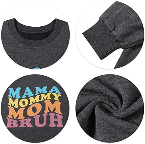 LOTUCY Hoody За Мама Оверсайз, Дамски Hoody, пуловер За мама, Блузи, Ежедневни Свободна Риза с кръгло деколте и Дълъг Ръкав