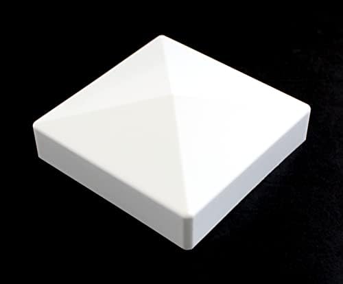 Истински 5x5 (127 мм x 127 мм) Пластмасов Пирамидални покриване на стълб за винил ограда Черен или бял цвят В множество Количества за истински винил стълбове с размер 5 x 5 см (2, бяло)