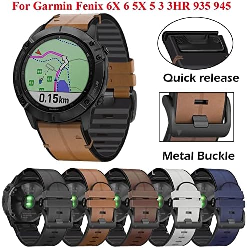 OTGKF Quickfit Каишка За Часовник Garmin Fenix 7 7X6 6X Pro 5X5 Plus 3HR 935 945 S60 От Естествена Кожа И Силикон Смарт Часовници 22-26 мм Гривна