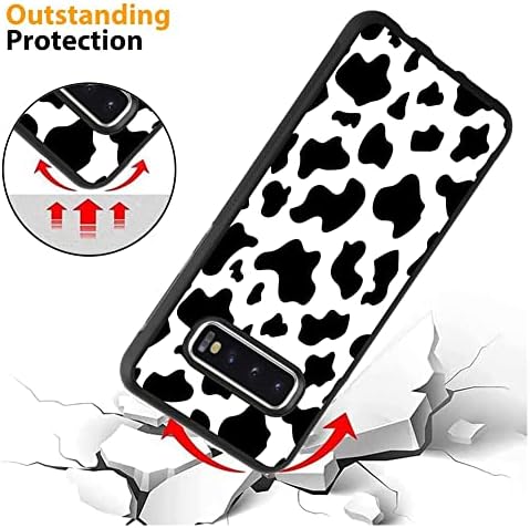 Калъф SAKUULO Samsung Galaxy S10, [Защитно фолио за екрана + поставка] Дизайн с принтом крави, Текстура гуми, Противоскользящий Удароустойчив Лек, Ултра-Защитен калъф за Samsung Galaxy S10 6,1 инча (2019)