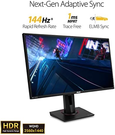 Гейминг монитор ASUS TUF Gaming 27 2K HDR (VG27AQ) - QHD (2560 x 1440), 165 Hz (поддържа 144 Hz), 1 мс, Екстремно ниско размазване при движение, Микрофон, Съвместим с G-SYNC, за монтаж на VESA, DisplayPort, HDMI, черен