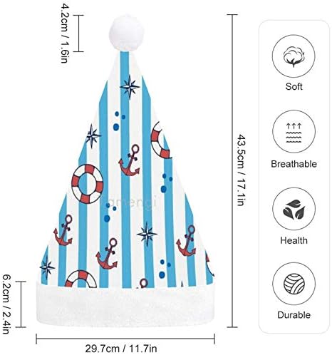 Коледна Шапка на дядо коледа, Коледна Празнична Шапка в Райе с Океански Арматура за Възрастни, Комфортни Коледни Шапки Унисекс за Новогодишна Празнична Носия, Празнична Парти