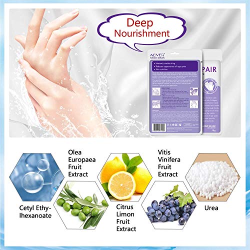 Moulis 5 Двойки Овлажнители ръкавици за ръце на Лечебното Маска за възстановяване на кожата на ръцете С колаген, Интензивни Подмладяващи Маски за Ръце и Витамини + Естествени растителни екстракти Сухи, Застаряване,