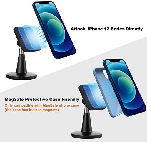 Настолна магнитна поставка за телефон enGMOLPHY, съвместима с iPhone 13/14 MagSafe, Настолна док станция за iPhone с вграден магнит, съвместима с MagSafe iPhone 13/14 / 12/13/14 Pro /Pro Max (черен)