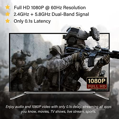 Комплект безжичен удължител HDMI 164 фута/50 м Безжичен предавател Type C и приемник, HDMI, Full HD 1080P при 60 Hz 2,4/5,8 Ghz, Удължител за Стрийминг на видео Аудио за лаптоп /PC/Фотоапарат/ телефон на HDTV /монитор