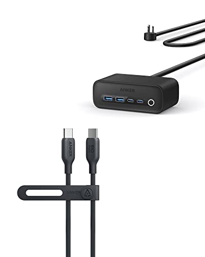 Кабел Anker 543 USB C-USB C (100 W 3 метра), кабел за зареждане на биологична основа USB 2.0 и зарядно устройство Anker 525, Удължител 7 в 1 USB C за iPhone 12/13