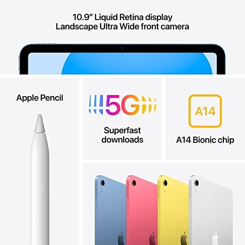 2022 Apple iPad (10,9-инчов, Wi-Fi + cellular, 256 GB) - Жълто (обновена)