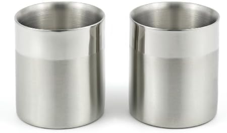 StainlessLUX 77350 Комплект от 4 Малки чаши за пиене/вода с двойни стени от неръждаема стомана (10 мл / 1,25 чаши) с двуцветно покритие Диаметър 3.1 инча и е с височина 3,465 инча