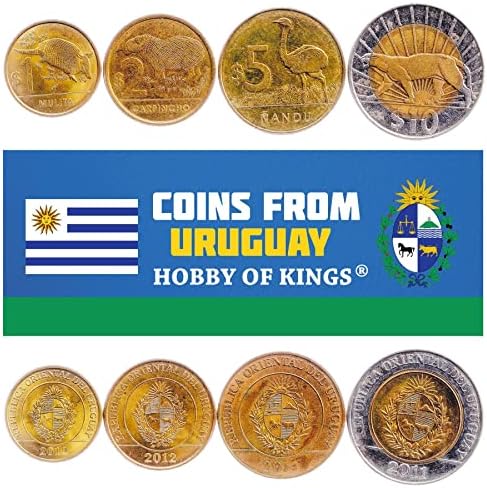 6 Монети от Уругвай | Колекция уругвайских монети 10 20 50 Сентезимо 1 5 10 Нови песо | 1980-1981 | Эритрина Криста Савов | Кон | на крепостта Генерал Артигас | Хосе Хервасио Артигас | Везни