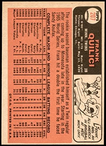 1966 Topps # 207 Франк Квиличи Миннесотские близнаци (Бейзболна картичка) NM Близнаци