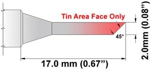 Thermaltronics K75BVF020 Наклон на 45 градуса 2.00 мм (0,08 инча), Само от предната страна в областта на калай