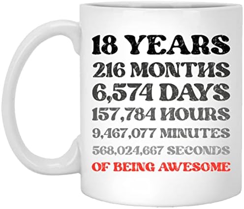 18 Осемнадесет Години Месеци Дни Часове Минути Секунди да Бъде Невероятна Кафеена Чаша, Забавен Подарък За 18-ия Рожден Ден не мога да понасям За Мъже, Жени, 18-Годишна?