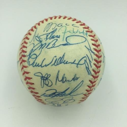 1998 Екипът на Кливланд Индианс Подписа Постсезонного футболист 32 Sigs Джим Том JSA COA - Бейзболни топки с автографи