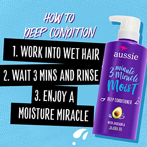 Австралийски балсам за суха коса с авокадо, без парабени, 3 Minute Miracle Влажни, 16 течни унции, Тройната опаковка