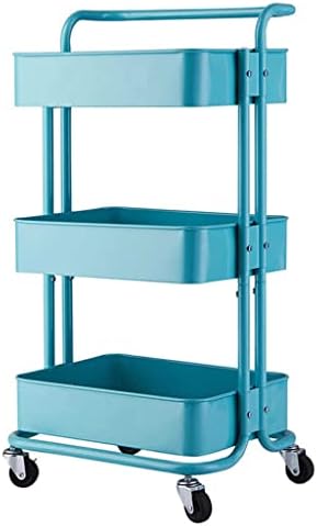 Закупете 3 нива Кухненска количка за багаж с колела, колички за съхранение в банята, рафтове за съхранение на кухненски аксесоари (Цвят: A, размери: 82 см. * 43,5 см)