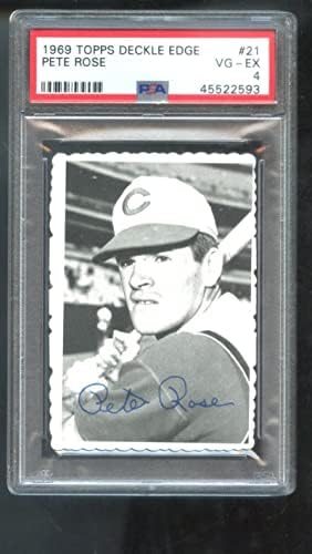1969 Topps Deckle Edge #21 Бейзболна картичка Пита Роуза Синсинати Редс PSA 4-Ти клас - Бейзболни картички За начинаещи