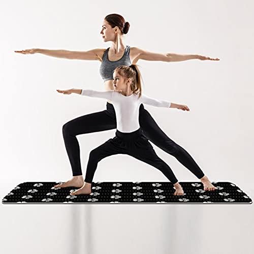 Siebzeh Бяла череша цвят на черен фон, по-дебела подложка за йога премиум-клас, в екологично Чист гумена подложка за здраве и фитнес, нескользящий мат за всички видове упражнения, йога и пилатес (72 x 24x 6 мм)