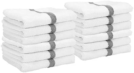 Кърпи за фитнес Arkwright White за ръце - (опаковка от 12 броя) Декоративно гостевое кърпа Луксозен, мек и впитывающее влагата, идеален за тренировки, спа и вана, 16 х 27 см, сиво