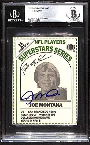 #1 Джо Монтана - Футболни картички Dairypak 1986 г. (Звезда) оценката на БГД Auto - Футболни топки с автографи