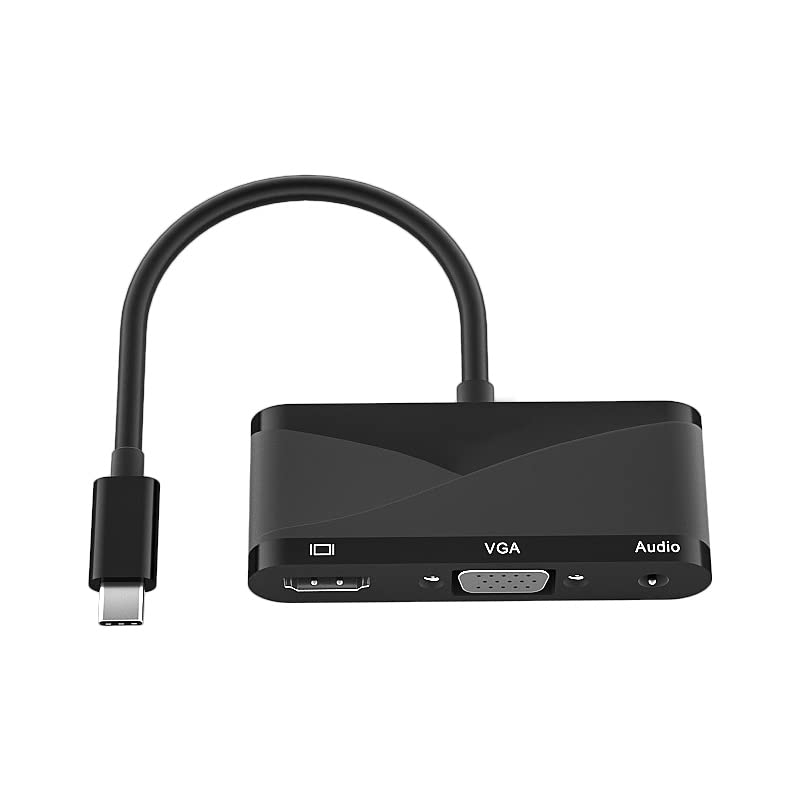 USB-C-HDMI + VGA + Аудио-Видео Графичен адаптер, Едновременен изход на няколко монитора - HDMI + VGA + Аудио-видео (съвместим с Windows 10, 8.1, 7, XP)