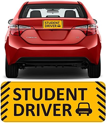 Магнитен стикер за водача-студент TOTOMO - (Комплект от 2 броя) 10 x 4 силно отразяващи знак на сигурността на автомобила от Премиум-клас, Предупредителен студенти-шофьори SDM06