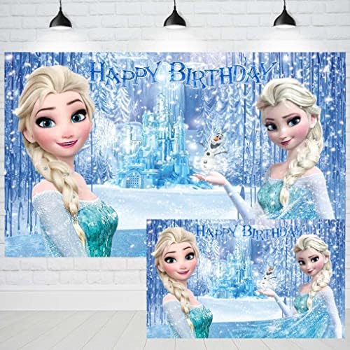 Замразени Принцеса Елза Фон честит Рожден Ден Момичета Аксесоари за Парти в чест на рождения Ден на Украса на Зимния Заледен Свят Фон За Снимки 5x3ft
