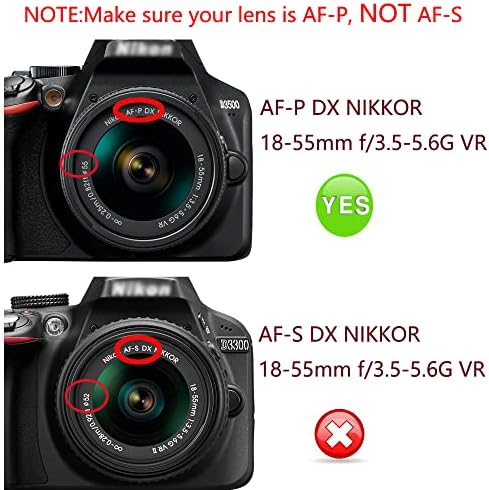 FANZR 55 мм Комбинация с цвете Лале и капак на обектива, Съвместими за Nikon D5600 D3500 D7500 Комплект камера с AF-P DX 18-55 mm f/3,5-5,6 G VR