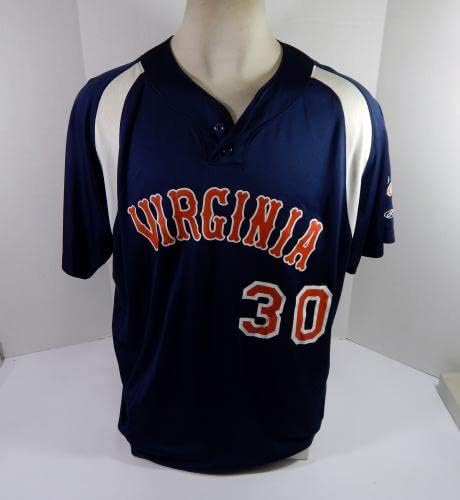 Вирджиния Кавалиърс 30 Използван В играта Тъмно Синя Риза XL DP44059 - Използваните В играта Тениски MLB
