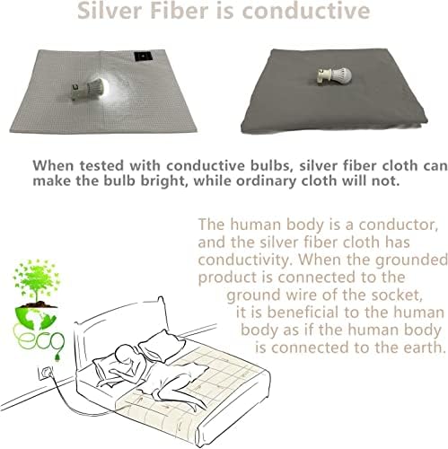 Заземителни листове с Заземляющим кабел, Изработени от висококачествен памук и влакна от чисто Сребро, Токопроводящая плат, Физическо здраве (Сив 35x90 инча)