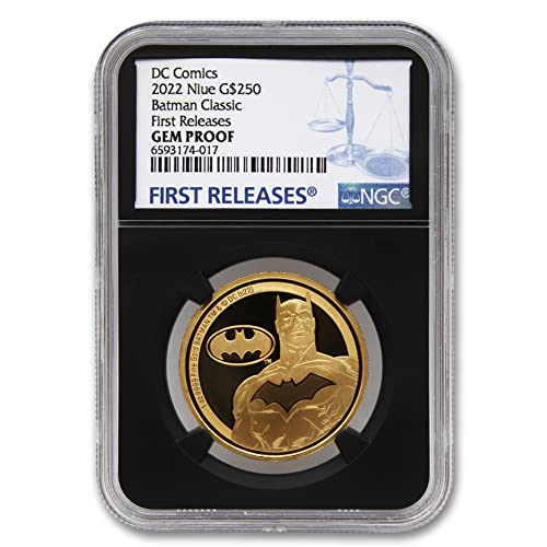 2022 1 унция златна пруфа Класическата монета супергерой на Батман Gem Proof (Първите издания - Black Core) $ 250 NGC GEMPR