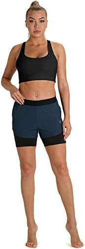 Дамски Спортни шорти icyzone с джобове - Спортни къси Панталони За Йога и Джогинг 2-в-1