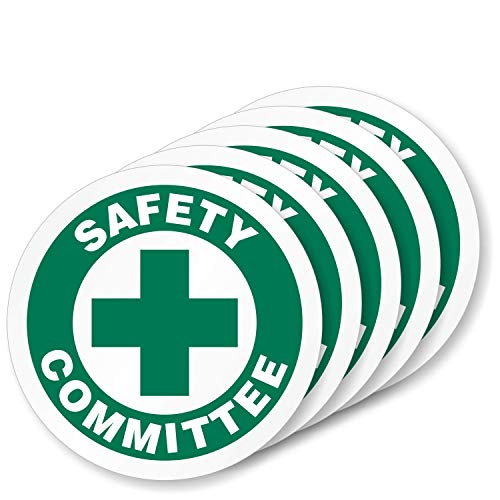 SmartSign Комитет за сигурност Опаковка от 5 етикети за шлемове | Светлоотразителни, 2 Кръг