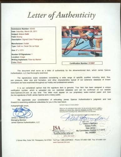 Артуро Гати (почина на възраст от 37 години) Боксерское снимка 8x10 с автограф от JSA LOA - Боксови снимки с автограф
