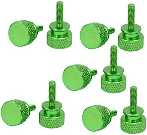 Aexit Компютърен корпус за пирони, винтове и закрепване с пълна резбовани, Винтове с накаткой за палеца, Комплекти зелени гайки и болтове M3.5x12 мм, 10 бр.