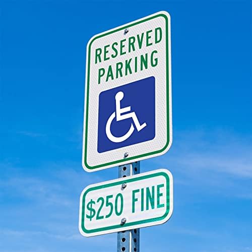 Знак за паркиране за хора с увреждания - алуминиев знак с размери 18 х 12 инча със символ за достъпност на ADA, знак зарезервированной паркиране, Инженеринг отразяваща материал, защитен от uv и атмосферни влияния (Отразяваща