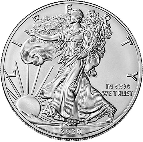 Мента 2020 1 УНЦИЯ .999 Сребърна Доларова монета Eagle BU, Walking Liberty, Не циркулационни в САЩ