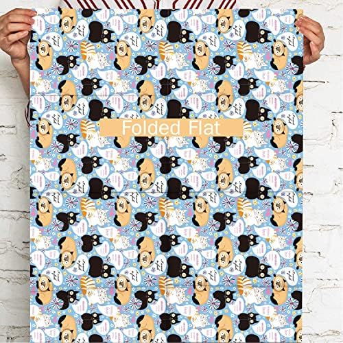 Голям лист Опаковъчна хартия MAYPLUSS В сгънат вид Плосък - 6 различни дизайни Cat (45,2 кв. фута) - 27,5 инча X 39,4 инча на лист