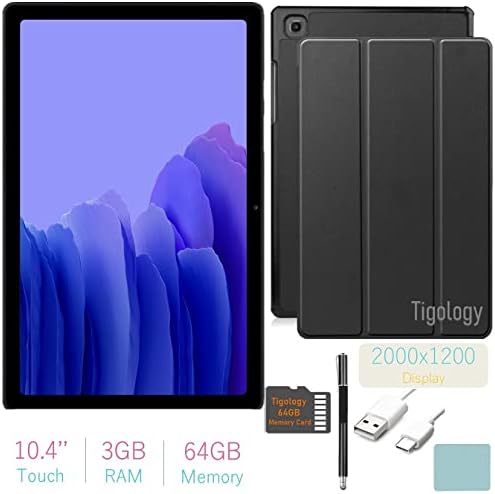 SAMSUNG 2020 Galaxy Tab A7 10,4' (2000x1200) TFT дисплей, комплект таблети с Wi-Fi, Qualcomm Snapdragon 662, 3 GB оперативна памет, Bluetooth, аудио Dolby Atmos, Android OS 10 с аксесоари Tigology (64 GB, сив)