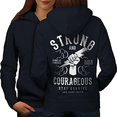 Дамски hoody със Слоган wellcoda Strong и Courageous, Принт на гърба Пуловери