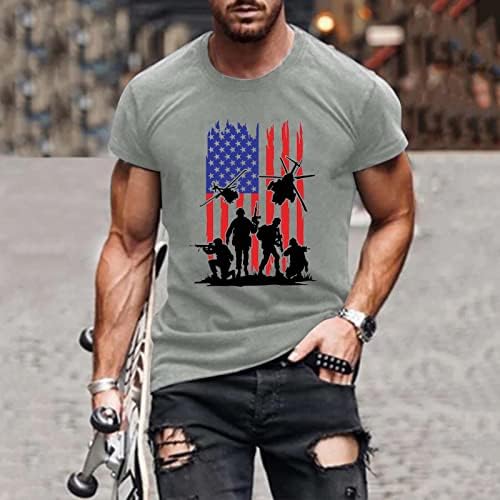 Мъжки тениски HDDK 4th of July Soldier с къс ръкав и принтом Хартата на САЩ, Патриотични фланелки с кръгло деколте и спортни мускули