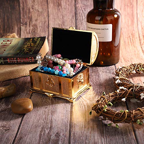 Златен европейски стил ретро съкровище в ковчег за бижута в пиратски стил ковчег за бижута, ковчег за бижута, ковчег за бижута с орнаменти, кутия за съхранение за жени, бижута подарък декорация на дома