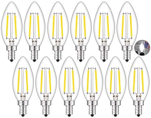 Led крушка-Канделябр CRLight Мощност от 25 W, Еквивалентна На 250 Люменам, 3000K, Мека Бяла Led Полилей с нишка нажежаема жичка с мощност от 2 W, Реколта лампи-свещи Edison B11 от прозрачно стъкло на базата на E12,