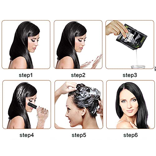 Шампоан за черна коса-Dexe Black Hair Shampoo за естествена коса, Временно средство за бързо боядисване на коса за мъже и за жени е Черен на цвят / Лесно се нанася / Пази 30 дни / Естествени съставки (опаковка от 10