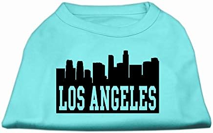 Mirage Pet Products 8-Инчов Тениска с Трафаретным принтом Los Angeles Skyline за домашни любимци, X-Small, Аква