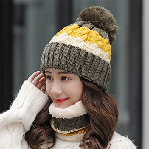 Комплект зимна шапка и шал за Жени, Вязаная Шапчица с припокриване за момичета